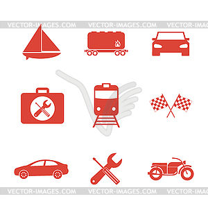 Transportation icons. Flat design style - vector EPS clipart