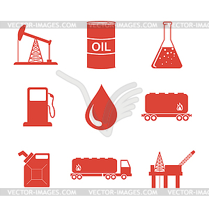 Oil and petroleum icon set - vector image