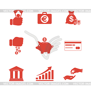 Деньги иконы набор - векторное изображение EPS