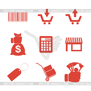 Shopping icons set - stock vector clipart