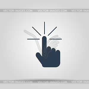 Sign emblem . Hand with touching button or - vector clipart