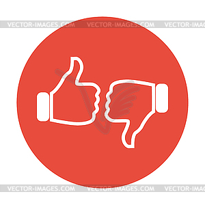 Thumb up icon, flat design - vector image