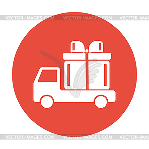 Truck with gift icon - color vector clipart