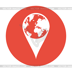 Pictograph of globe. Map pointer - vector clip art