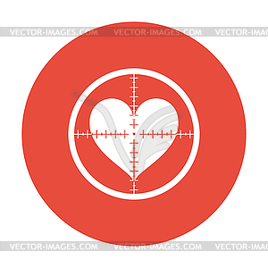 Crosshair icon with heart - color vector clipart