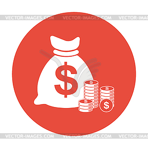 Money icon. Flat design style - vector clip art