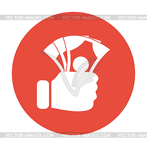 Hand holding money icon - vector clipart