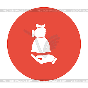 Hand and bag icon - vector clip art