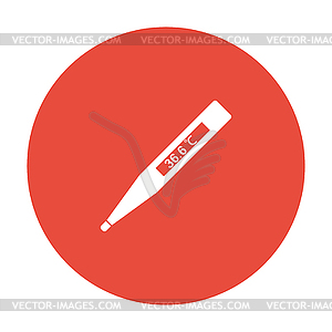 Icon of electronic thermometer with indication - vector image