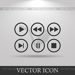 Media player buttons collection design elements - vector image