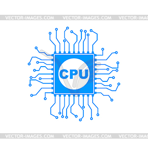 Circuit board icon. Technology scheme square symbol - color vector clipart