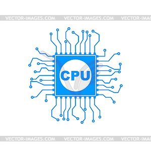 Circuit board icon. Technology scheme square symbol - color vector clipart