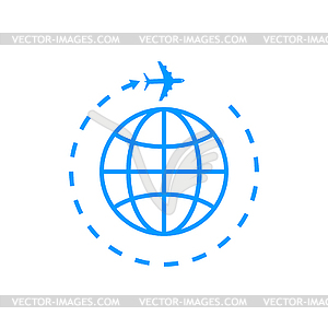 Глобус и самолет путешествия икона - клипарт