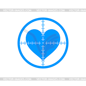 Crosshair icon with heart - vector image