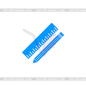 Pencil with ruler icon - vector clipart / vector image