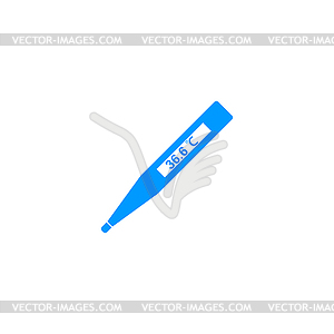 Icon of electronic thermometer with indication - vector clipart