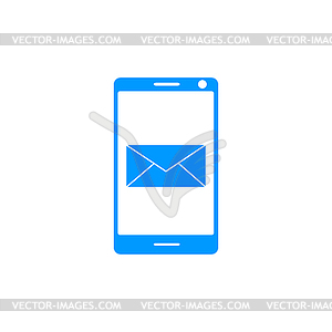 Smartphone email or sms icon. Mobile mail sign - vector clip art