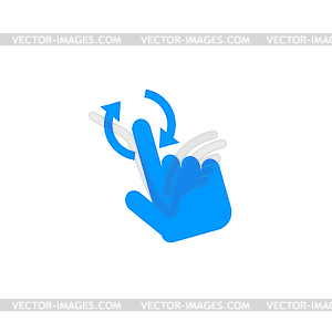 Sign emblem . Hand with touching button or - vector image