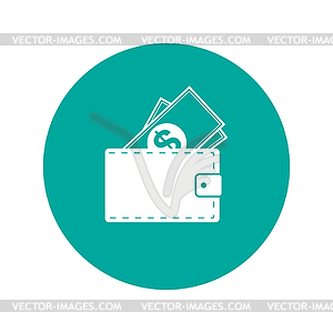 Wallet with dollars icon - vector clip art