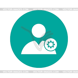 Gears icon, User icon. Flat design style - vector EPS clipart