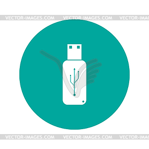 USB икона - плоская кнопка - векторное изображение