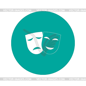 Значок театр со счастливыми и печальными масок - графика в векторе