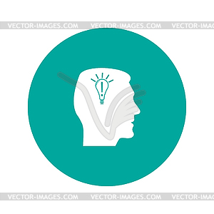 Pictograph of gear in head. Creative Idea - vector clipart