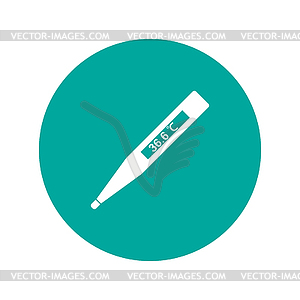 Icon of electronic thermometer with indication - vector EPS clipart