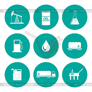 Oil and petroleum icon set - vector image