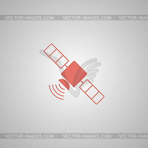Satellite icon with long shadow - color vector clipart