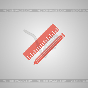 Pencil with ruler icon - vector clipart