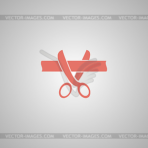 Ribbon cut with scissors symbol for download - vector clip art