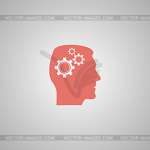 Pictograph of gear in head - vector clipart