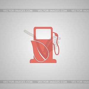 Gas station with leaves icon - color vector clipart
