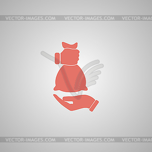 Hand and bag icon - vector image