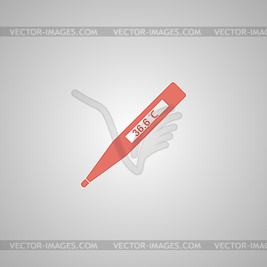 Icon of electronic thermometer with indication - vector image