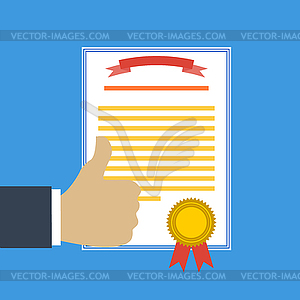  Flat background with hand and winners - vector image