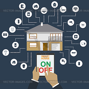 Smart home. Flat design style concept of smart hous - vector clip art