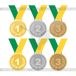 Set of gold medals, silver medals and bronze medals - vector image