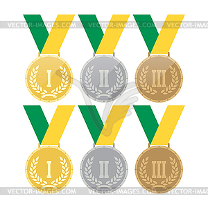 Set of gold medals, silver medals and bronze medals - vector image