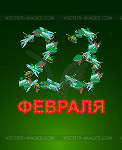 23 February. Defenders day. Russian holiday. Text: - vector clip art