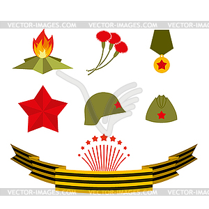 9 may. Set elements victory day - vector clipart