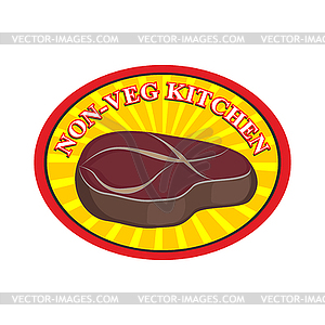 Roasted meat steak. Logo for cafe or restaurant. - vector image