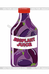 Eggplant juice. Juice of fresh vegetables. - vector clip art