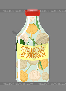 Onion juice. Juice of fresh vegetables. Onions in - color vector clipart