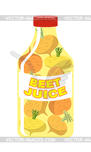 Turnip juice. Juice of fresh vegetables. Turnip in - vector image