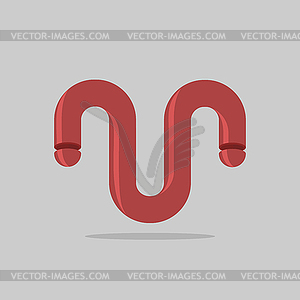 Abstract logo. Maroon 3D Bent trumpet. Business - vector clipart