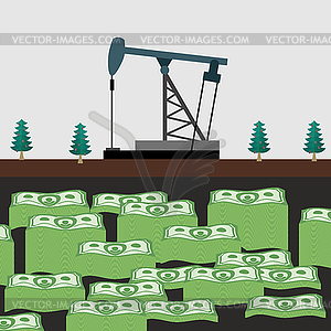 Oil rig shakes her money - vector clip art