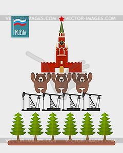 Structure Russia. Moscow Kremlin is based on three - color vector clipart