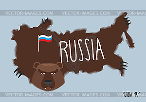 Map of Russia in form of bear skins - vector clipart